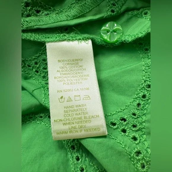 NWOT Sigrid Olsen Plus Green Eyelet Oversized Button Down Shirt - Picture 4 of 11